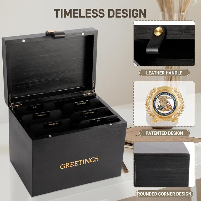 Large Bamboo Greeting Card Organizer Box - Image 5