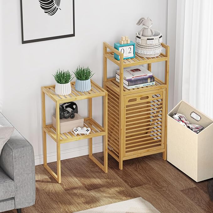 Bamboo Tilt Out Laundry Hamper, 4-Tier Tilt Out Hamper - Image 7