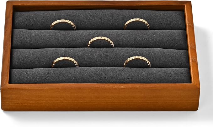 Solid Wood 3-Slots Jewelry Ring Display Tray Showcase Small Jewelry Display by Woodten