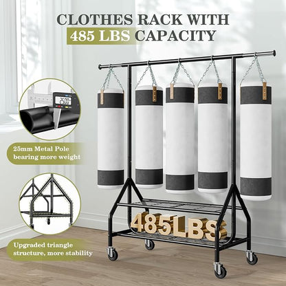 Clothes Rack with 2 Shelves, Heavy Duty Garment Rack Load 450 LBS, Standing - Image 2