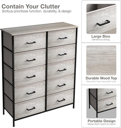 Sorbus Dresser with 10 Faux Wood Drawers - Image 7