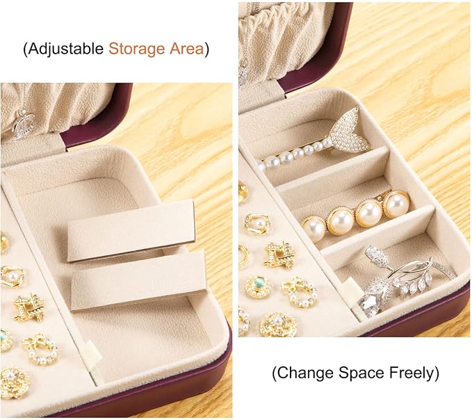 LANDICI Small Jewelry Box for Women Girls, PU Leather Travel Jewelry Case - Image 4