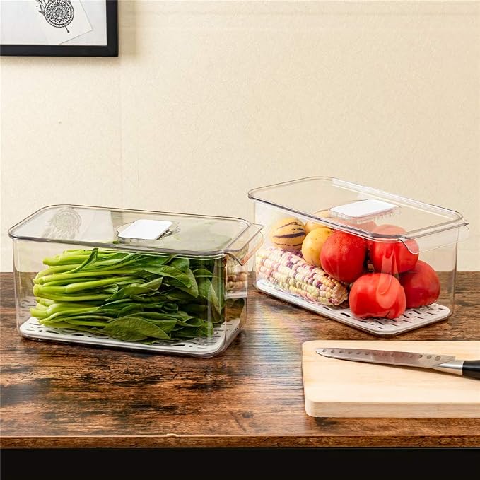Slideep Refrigerator Food Storage Containers, Lettuce Keeper Large Produce - Image 6