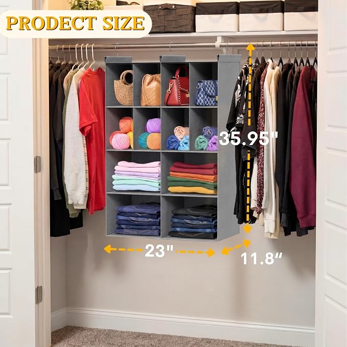 Ofiray-home 4 Tier Hanging Closet Organizer, 12 Compartments Sweater Organizer - Image 5