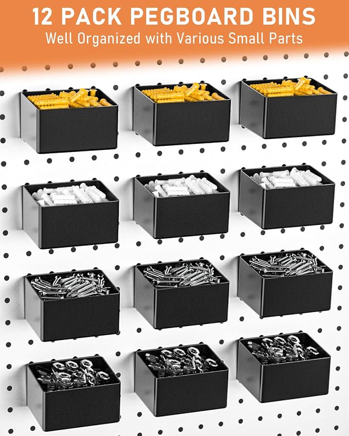 INCLY 170PCS 1/4 Inch Pegboard Hooks Kit, Extra Thick Heavy Duty Peg Board - Image 4