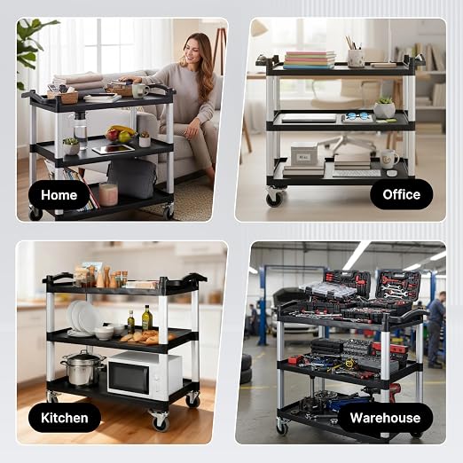 NorthSky Select Dual-Handle Utility Cart, 3 Shelves, 440 lb. Cap - Image 7