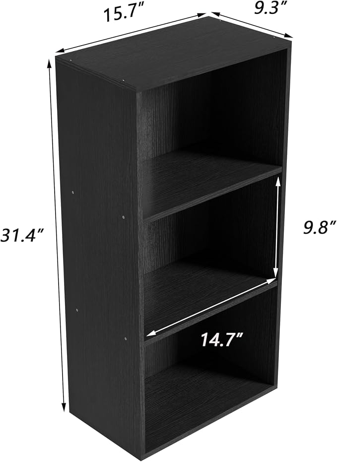 Wooden 3 Cube Storage Organizer, 3 Tier Low Bookcase Freestanding Storage - Image 3