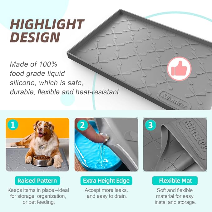 SIKADEER 22" x 22" Under Sink Mat Waterproof, Silicone Mat Kitchen Drawer Shelf - Image 2