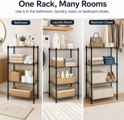 4 Tier Storage Shelves, Metal Wire Shelving Unit, Heavy Duty Adjustable Shelf - Image 8
