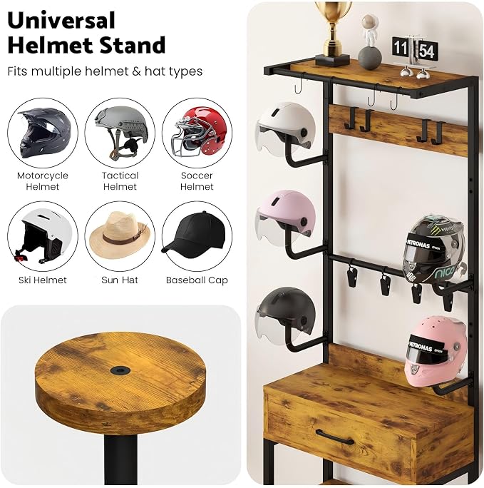 Kikihouse Freestanding Floor Mounted Helmet & Gear Storage Rack, Adjustable - Image 7