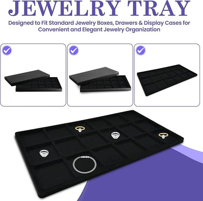 Novel Box 5 Pack 18-Slot Black Liner Jewelry Storage Tray Inserts 14.75x8.25x1 - Image 8
