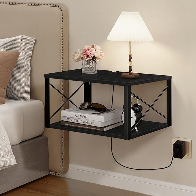 Homode Floating Nightstand, 2 Tier Wall Mounted Nightstand by Homode