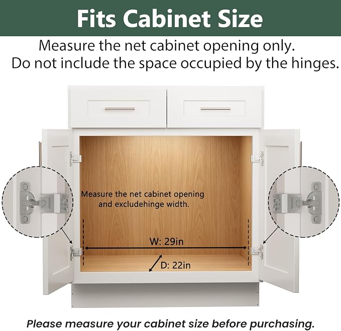 LOVMOR 2 Tier 28½"W x 21½"D, Individual Pull Organizer Kitchen Cabinet Storage - Image 4