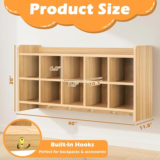 Wall Cubbies, 10 Cubby Storage Organizer - Image 2
