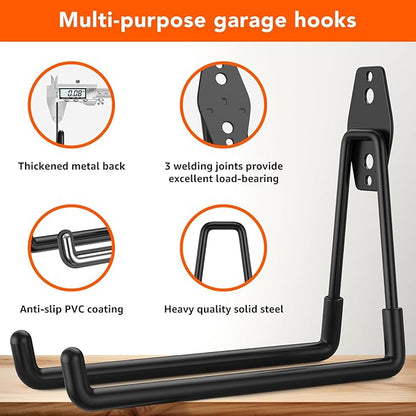 42 Pack Garage Hooks with Anti-Slip Coating Heavy Duty Wall Mount Hooks - Image 3