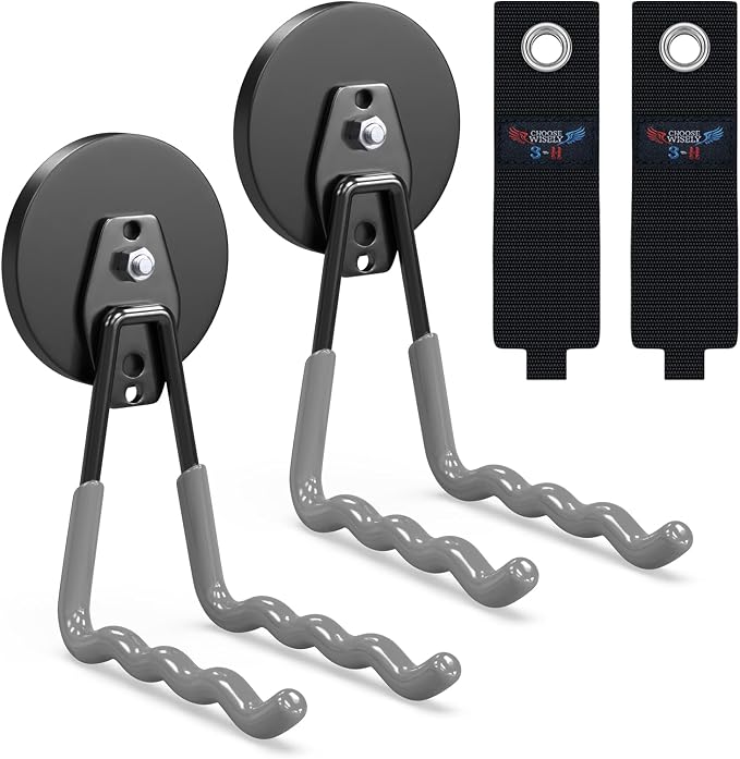 3-H Magnetic Wave Hooks Heavy Duty 2 Pack, Large Magnet Garage Hooks Heavy Duty by 3-H