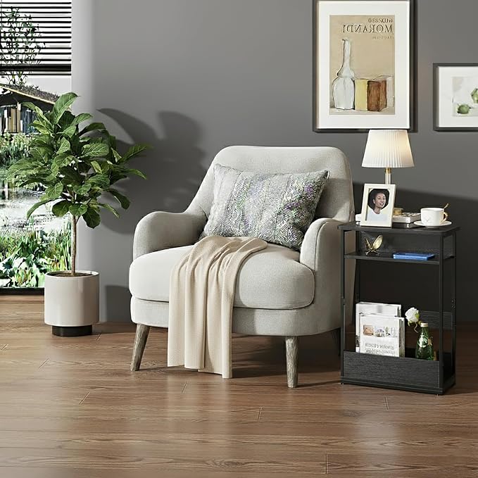 Vintage Narrow Side Table with Storage Shelf, 3 Tier Slim End Table Modern Sofa - Image 5