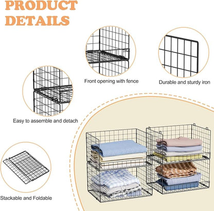 4-Tier Stackable Closet Organizers and Storage Shelves, Clothes Shelf Organizer - Image 4