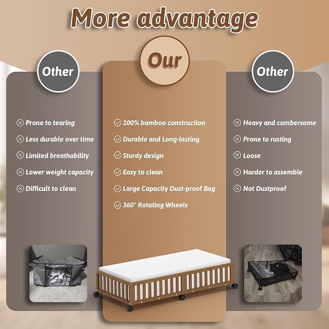 Bamboo Under Bed Storage Containers - Image 4