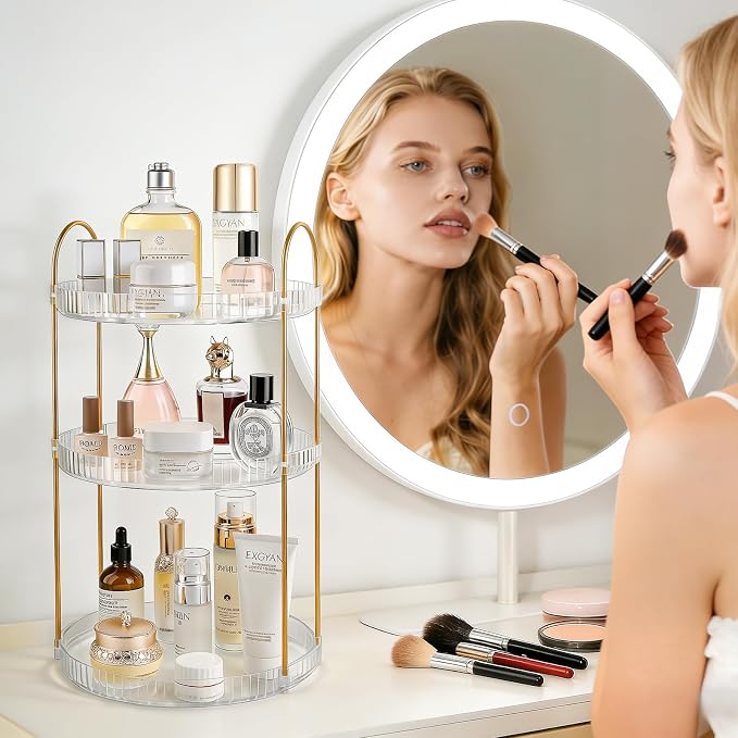 Anyoifax 360° Rotating Makeup Organizer 3 Tier Large Capacity Perfume Skincare - Image 3