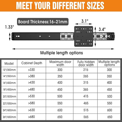Pisman 22 Inch Pocket Door Slides 2 PCS, Complete Hidden Sliding Hardware Kit - Image 2