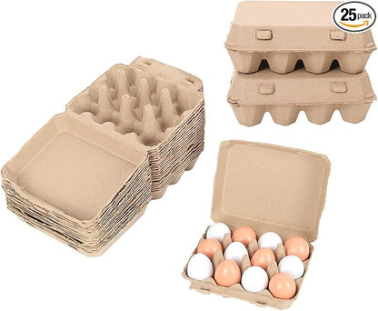 25 Pack Egg Cartons Bulk, 3x4 Style Reusable Empty Natural Paper Pulp Egg by Unknown