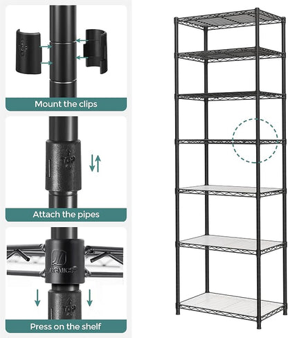 SONGMICS 7-Tier Storage Shelves, Wire Shelving Unit, Kitchen Metal Shelves - Image 6