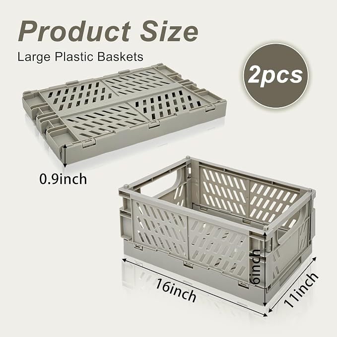 2 Pack Mini Foldable Small Plastic Baskets - Image 2