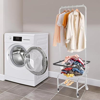 Laundry Cart, Steel Wire Laundry Cart, Laundry Basket - Image 3