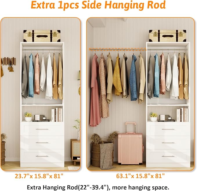 Closet System with Drawers, 2FT Closet Organize System with 3 Drawers & 2 - Image 8