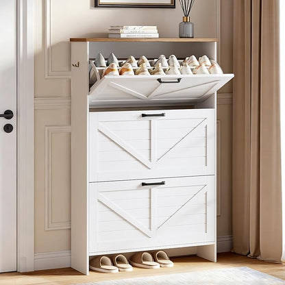 Shoe Cabinet for Entryway, 3 Flip Drawers Shoe Storage Cabinet by Nicetree