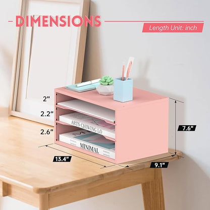 3 Tier Wood Desk Organizer, Mail Sorter and Paper Organizer - Image 3