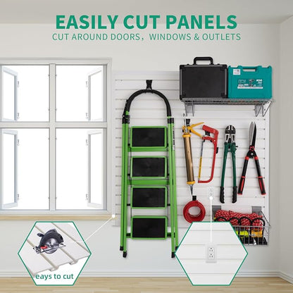 Slatwall Panel 4x2 ft Garage Mounted Storage, Peg Board Tool Organization PVC - Image 6