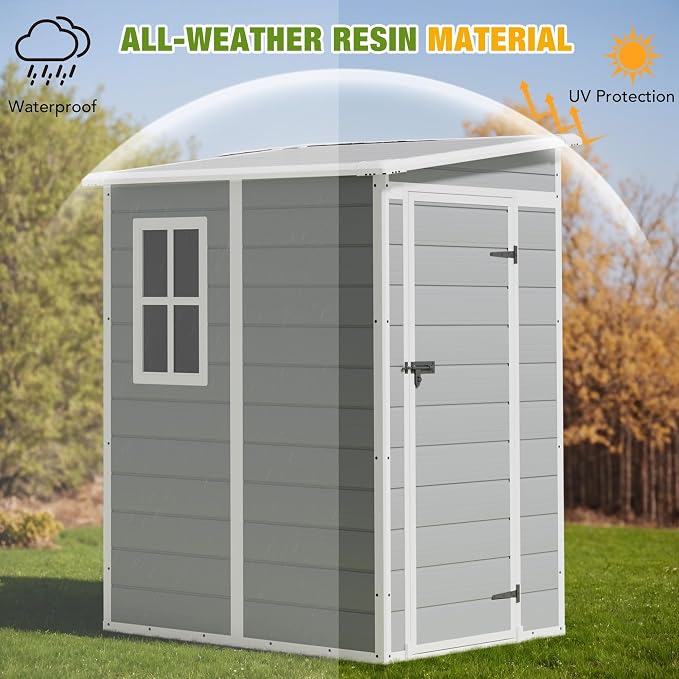 Greesum 5x4FT Plastic Outdoor Storage Shed, Resin Shed - Image 3