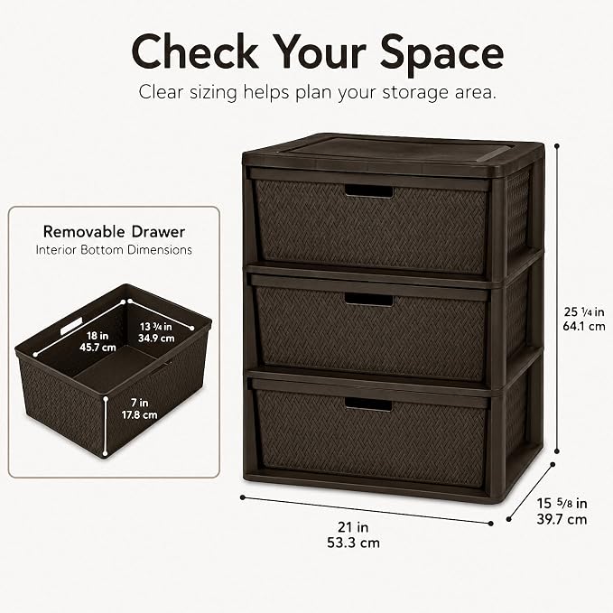 3 Drawer Storage Organizer, Plastic Drawer Organizer Tower, Closet Storage - Image 2