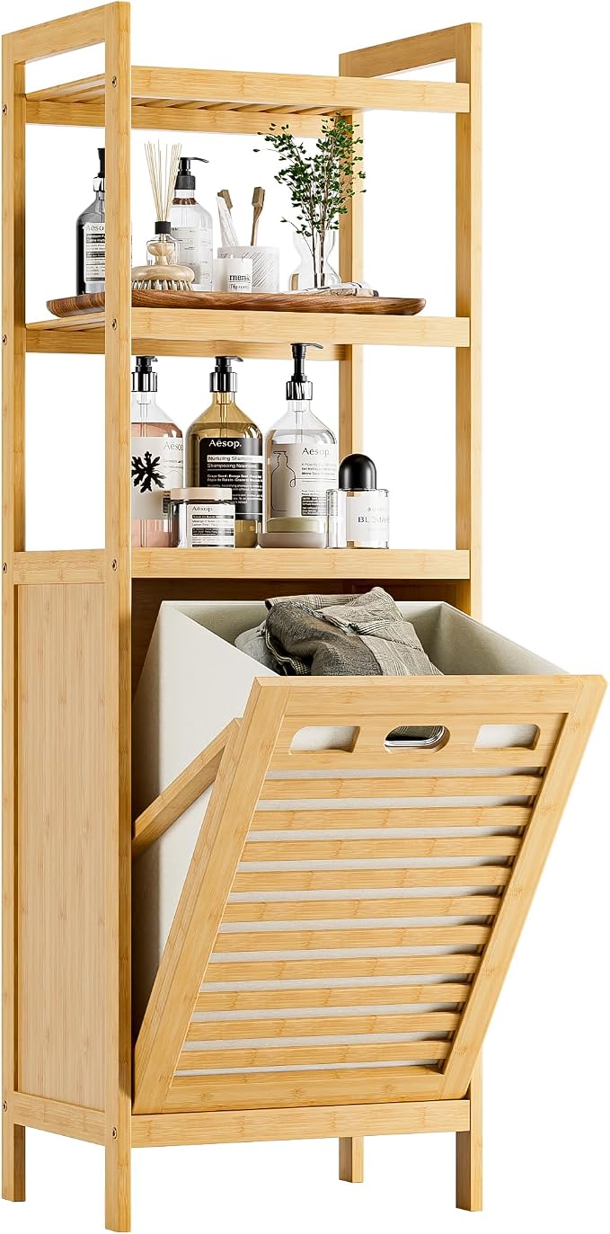 HITNET Tilt Out Laundry Hamper, Bamboo Laundry Basket by HITNET