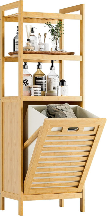 HITNET Tilt Out Laundry Hamper, Bamboo Laundry Basket by HITNET