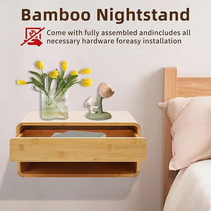 Bamboo Floating Nightstand - Image 5