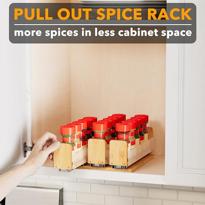 SpaceAid Bamboo Pull Out Spice Rack Organizer - Image 5
