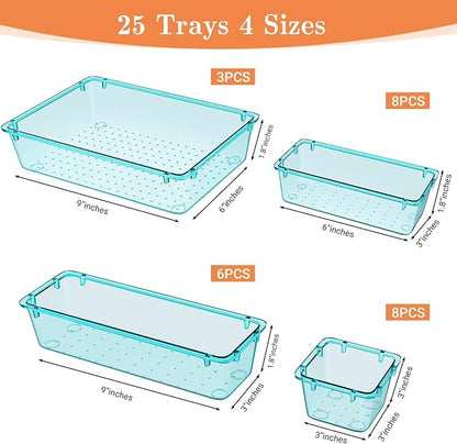 25 PCS Plastic Drawer Organizer Set, 4-Size Versatile Organizer Trays & storage - Image 2