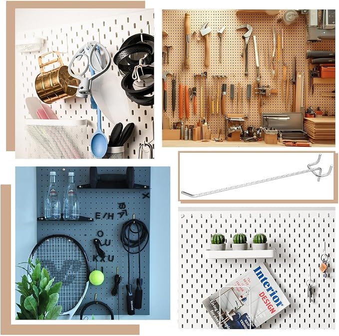 200 Pack Pegboard Shelving Hooks, 8 Inch Stainless Steel Pegboard Hooks Hanging - Image 6