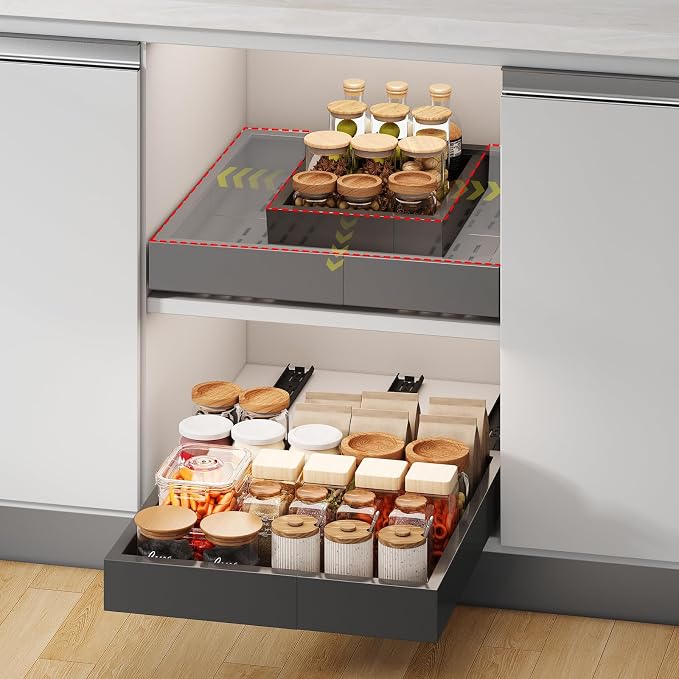 Pull out Cabinet Organizer, Width and Depth Expandable by Fokyfok