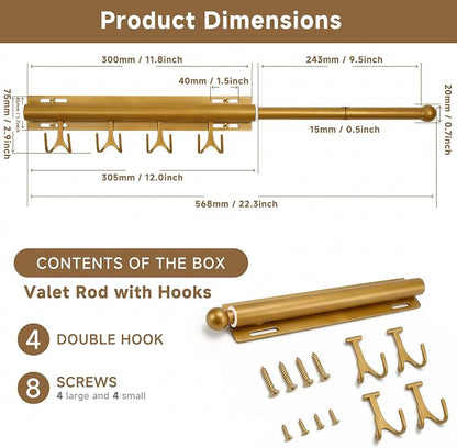 Valet Rod For Closet Pull Out, Adjustable Heavy Duty Carbon Steel 12" - Image 5