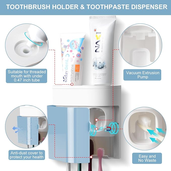 Toothbrush Holder Toothpaste Dispenser Wall Mounted - Image 3