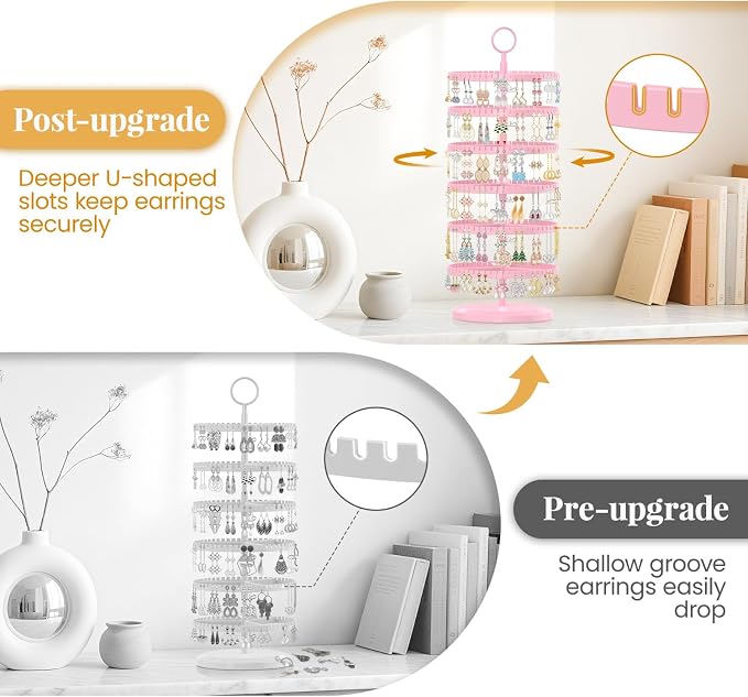EsLuker.ly Earring Holder Organizer Rotating Stud Display Tree Rack, 6 Tier | - Image 6