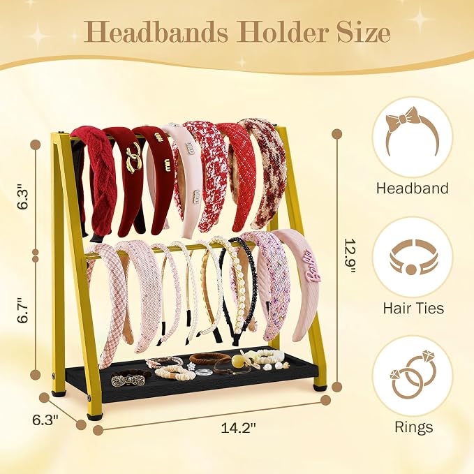 Headband Holder Organizer Metal 2-Tier Display Stand - Image 4