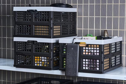 3-Pack Plastic Collapsible Storage Crates-30L, Foldable Plastic Crates - Image 5