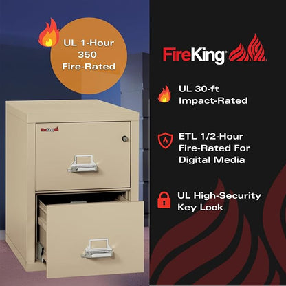 FireKing Vertical 2 Drawer Letter Fire Safe File Cabinet - Image 4