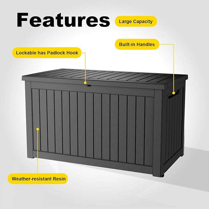 280 Gallon Waterproof Outdoor Storage Box, UV Resistant Resin Deck Box - Image 5