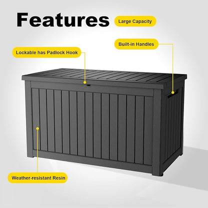 280 Gallon Waterproof Outdoor Storage Box, UV Resistant Resin Deck Box - Image 5